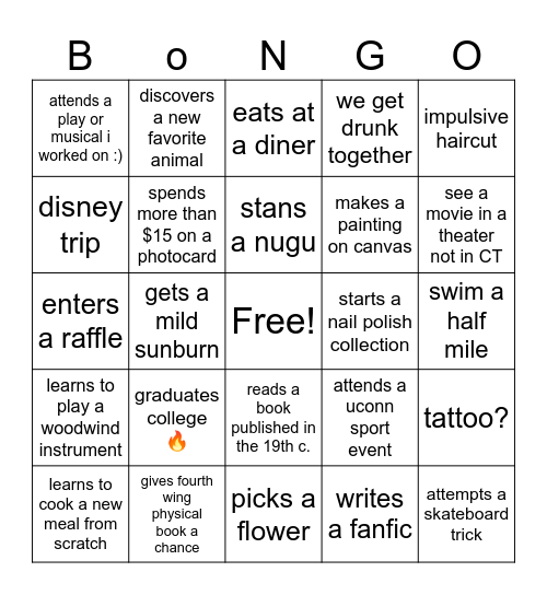 amelia 2024 bongo Bingo Card