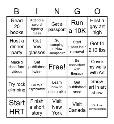 Ryan Resolution 2024 Bingo Card