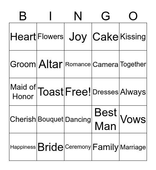 Viviane's Bridal Shower Bingo Card