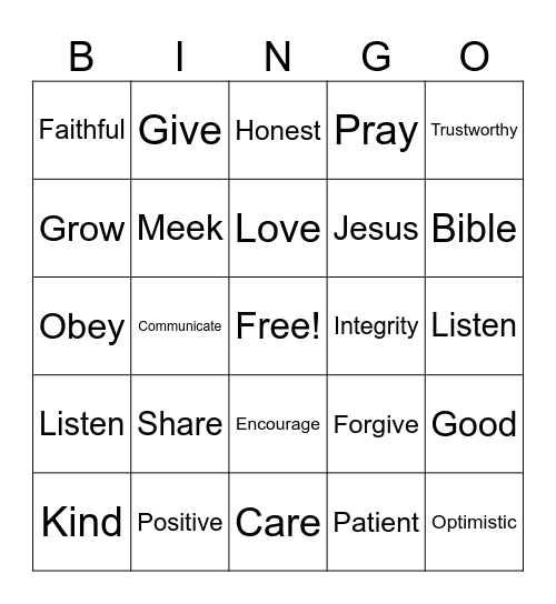 Good Works Bingo Card