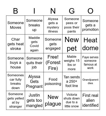 2024 Bingo Card Bingo Card