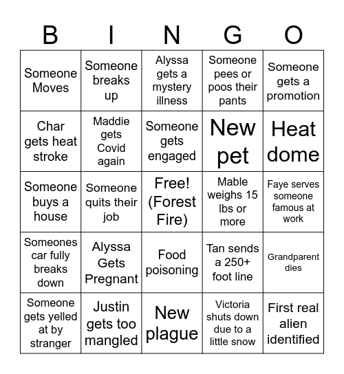 2024 Bingo Card Bingo Card