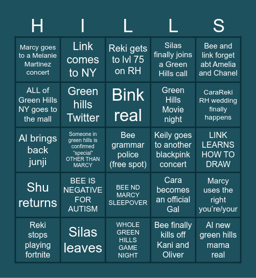Green Hills 2024 bingo Card