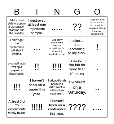 2023 PhD Retrospect Bingo Card