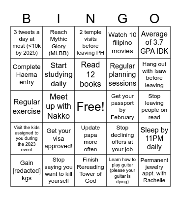CL’s 2024 Bingo Card