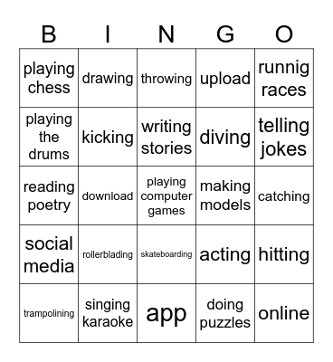 Klasa 5, Unit 3 Bingo Card