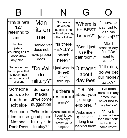 Booth Bingo (For best results use on busy day) Bingo Card