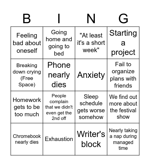 This Week Bingo Card