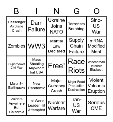 2024 Disaster Bingo Card