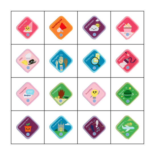 Brownie Interest Badges Bingo Card