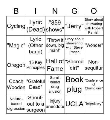 Bill Walton BINGO Card