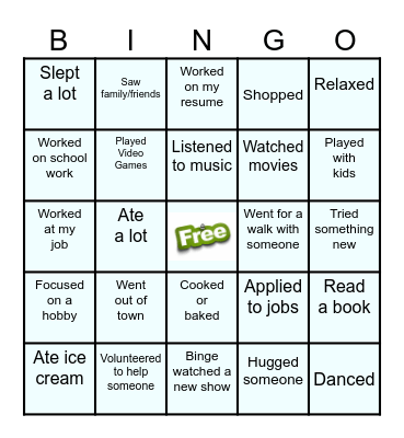 YALC Winter Break Bingo! Bingo Card