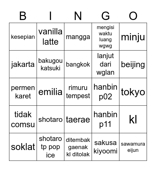 tr bng Bingo Card