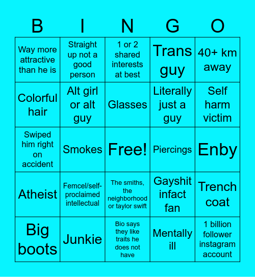 Yeast's tinder escapades bingo bazingo Bingo Card