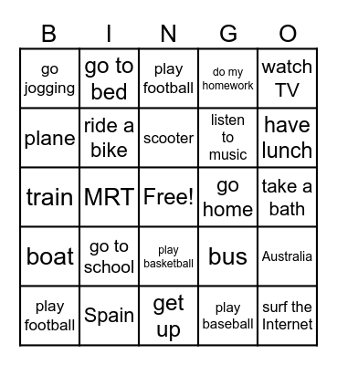 Grade 6 - Vocabuarly Bingo Card