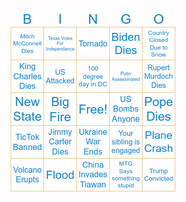 2024  Bingo Card Bingo Card