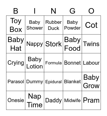 Baby Bingo Card