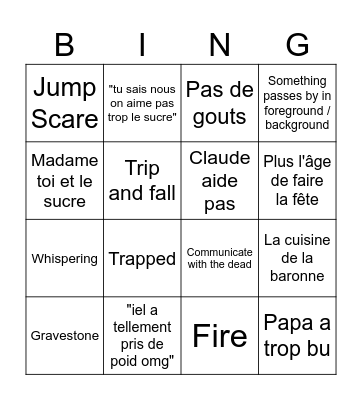 Horror Movie Cliche Bingo Card