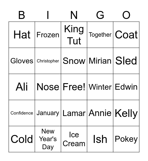 January 2024 Music Bingo! Bingo Card