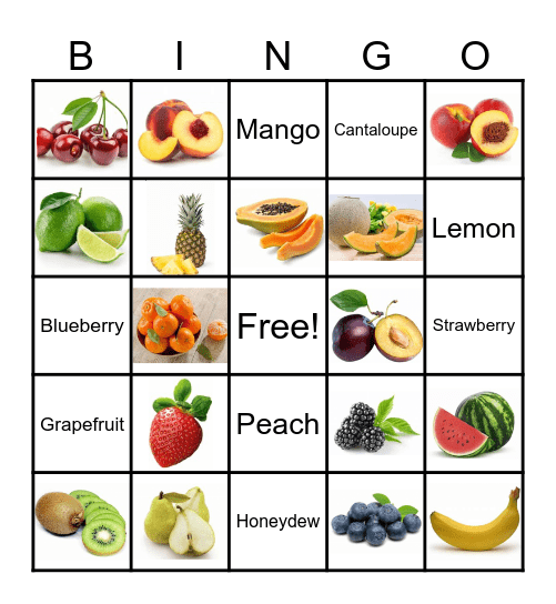 FRUIT 2-3 Bingo Card