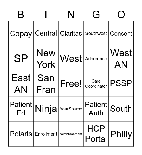 West AN Bingo Card