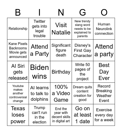 2024 Prediction Bingo! Bingo Card