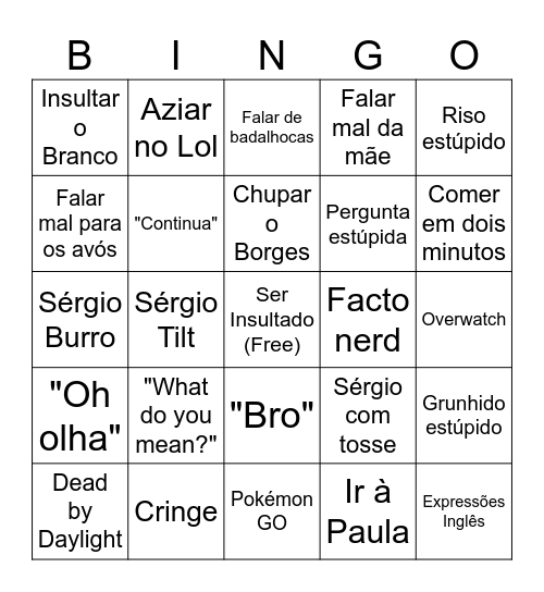 Sérgio Bingo Card