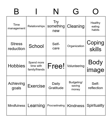 2024 Resolutions Bingo Card