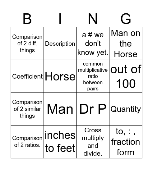 Proportion Bing - o Bingo Card