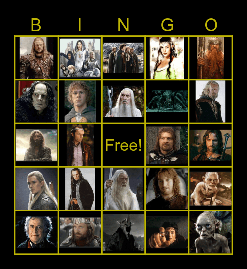 Lord of the Rings Bingo Card