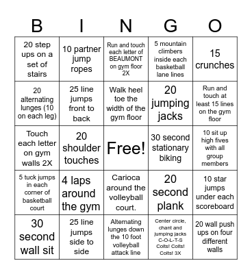 FITNESS BINGO Card