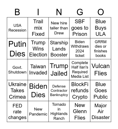 #LDB Bingo 2024 Bingo Card