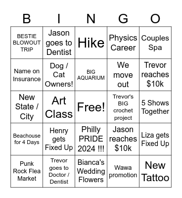 Trevor and Jason Bingo Card