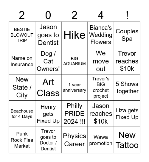 Trevor and Jason Bingo Card