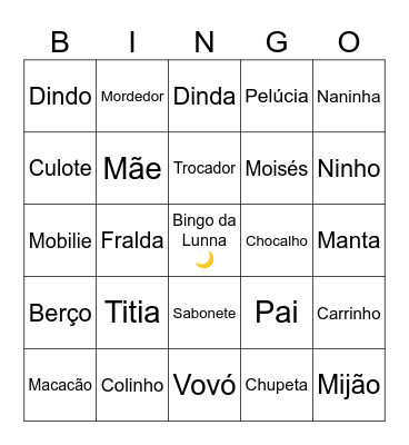 BINGO DA LUNNA Bingo Card
