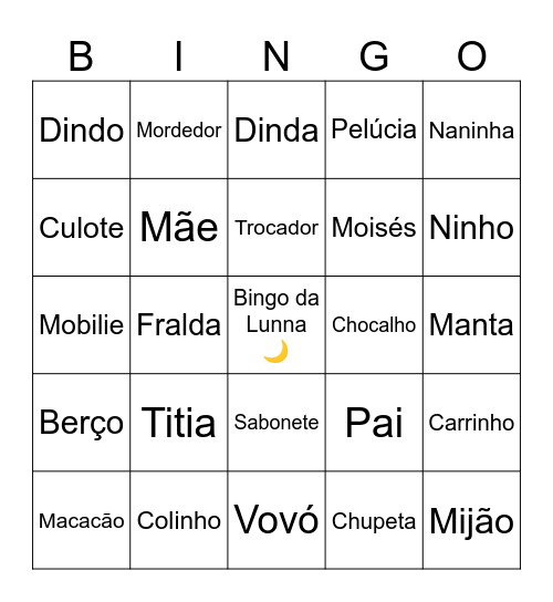 BINGO DA LUNNA Bingo Card