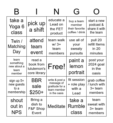 HCG January Bingo Card