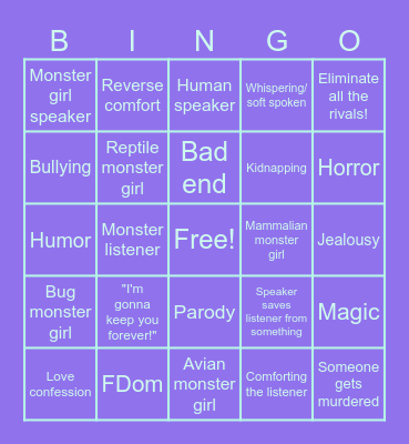 Nightmare's Yandere Bingo! Bingo Card