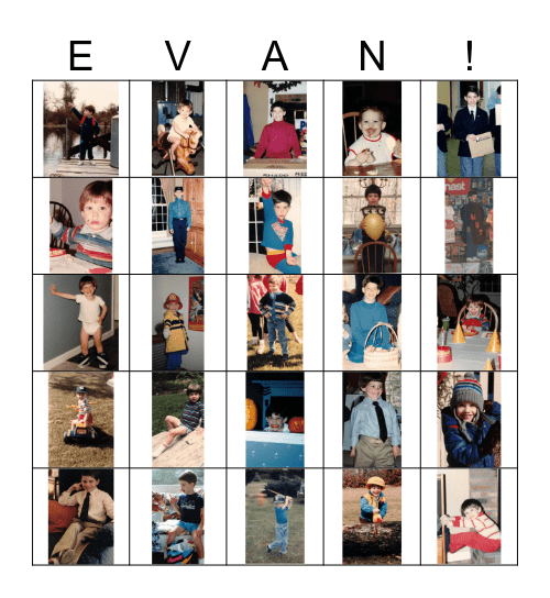 HAPPY BIRTHDAY EVAN Bingo Card