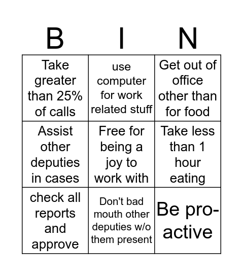 Yep Bingo Card
