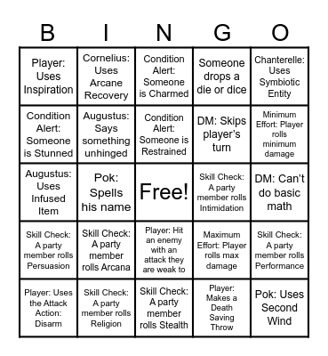 D&D Bingo Card