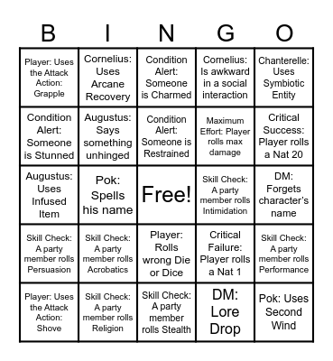 D&D Bingo Card