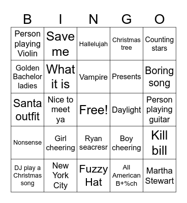 Concert Bingo Card