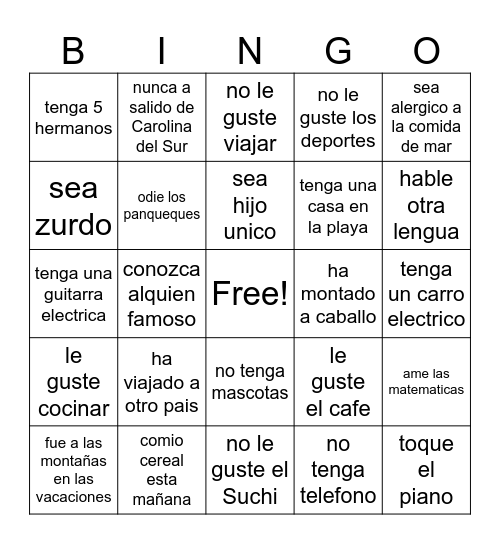 Encuentra a alguien quien Bingo Card