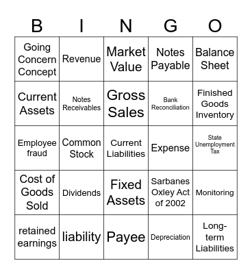 Accounting Bingo Card