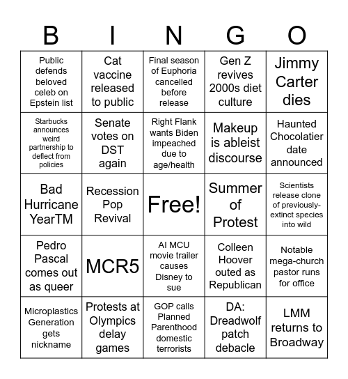 2024 BINGO Card   2024 Bingo 