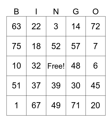 In And Out And Back Again Bingo Card