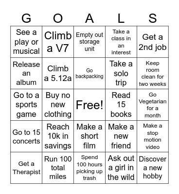 2024 Goals Bingo Card