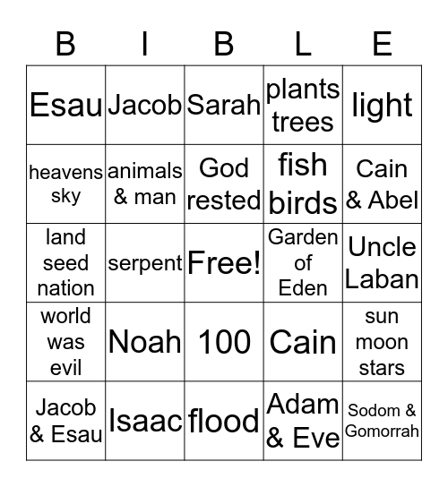 Genesis Review Bingo Card