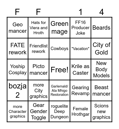 JP Fanfest Bingo Card